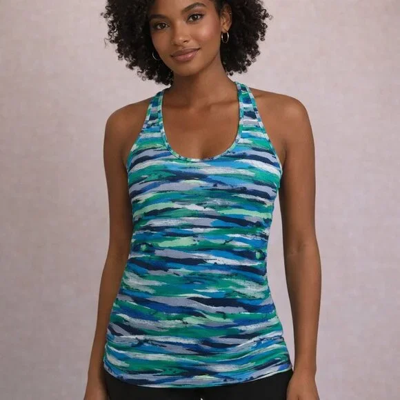 Lululemon Cool Racerback Seven Wonders Multi Tank - Size 10 - Picture 1 of 9